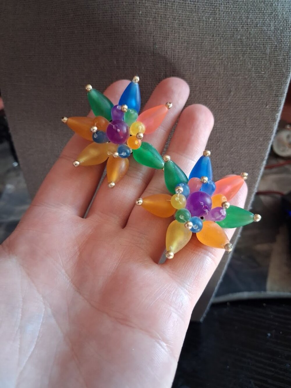 Vintage Colorful clip on earrings